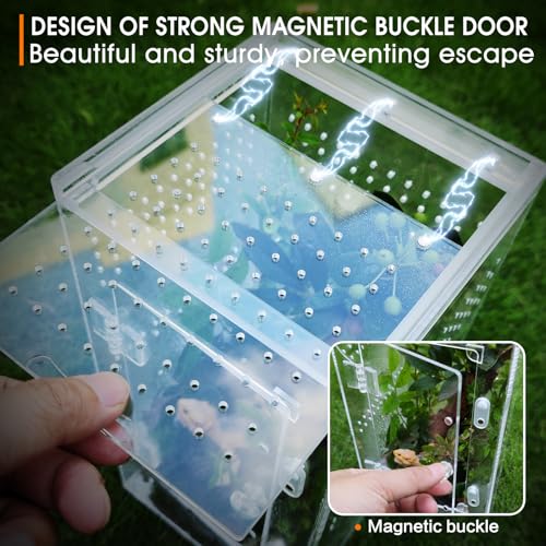 MYGIIKAKA Jumping Spider Enclosure Accessories, Tarantula Spider Box, Bug Cage, Praying Mantis Habitat Enclosure, Snail Insect Terrarium, Caterpillar Habitat (6x6x12 inch) - size: 6x6x12 inch