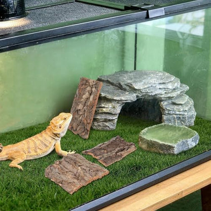 DOITOOL 4pcs Natural Cork Bark for Reptiles, Cork Flats Terrarium Background Decor, Lizard Gecko Bearded Dragon Climbing Platform, Small Reptile Habitat Tank Accessories