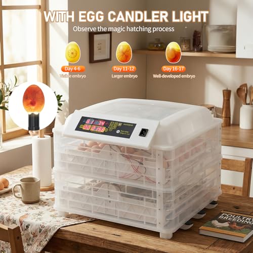 Winado Incubators for Hatching Eggs, 96 Egg Incubator with Automatic Egg Turning & Temperature Control, Egg Candler, and Day Counter for Chicken, Duck, and Quail Eggs Hatching