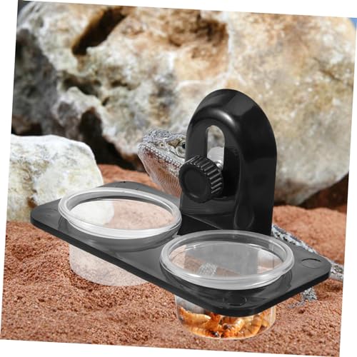 POPETPOP Reptile Plastic Water Cups Mini Foods Pet Bowls Decked Accessories Glass Suction Cups Turtle Crested Animal Hamster Feeding Supplies Glass Wall Shelf Reptile Hides and Caves