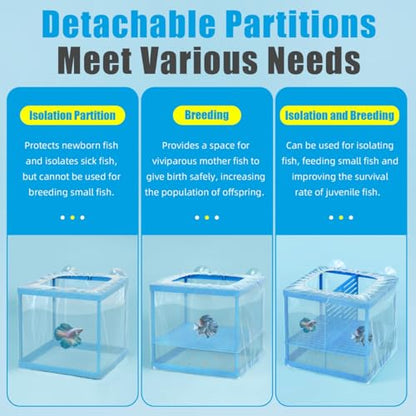 AQUANEAT Fish Tank Breeder Small Mesh Net Fry Saver Aquarium Spawn Hatchery Isolation with Suction Cups Hatchery Incubator for Shrimp Betta - size: Small