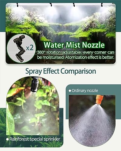 Automatic Reptile Mister System, Misting System with Timer, Reptile Humidifiers Quiet Pump Expandable to 10 Fine Mist Nozzles, Terrarium Mister with Programmable Timer Accurate to The Second - size: 2 Nozzles