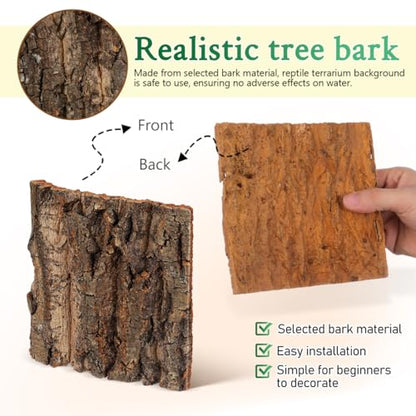 SHINEOFI Cork Bark Reptile Terrarium Background 4 Pcs Tank Decor for Gecko Lizard Frog Bearded Dragon Natural Bark Pieces for Aquarium 5.90 X 5.90 X 0.78 in