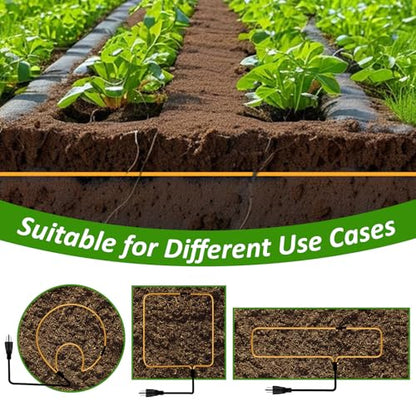 49Ft Soil Heating Cable,Rubber Heating Warming Cable with Thermostat and Ground Stakes,Plant Soil Heater Cable for Cold Frame,Graden,Greenhouse Seed Grow