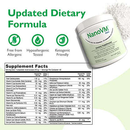Adult, Allergen-Free Vitamin Supplements, Women and Mens Multivitamins with 13 Vitamins & 13 Minerals, Unflavored Multivitamin Powder, Low-Carb Adult Multivitamins, 275g - Solace Nutrition - style: Adult