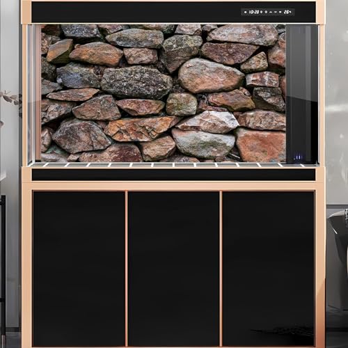 2 Packs Rock Wall Aquarium Background Stone Brick Wall Green Climbing Plants Reptile Tank Background Natural Rocky Fish Tank Backgrounds Rocky Walls Pattern Reptile Enclosure Backgrounds 30x18in - color: Brown_Grey, size: 30(W)x18(H)in