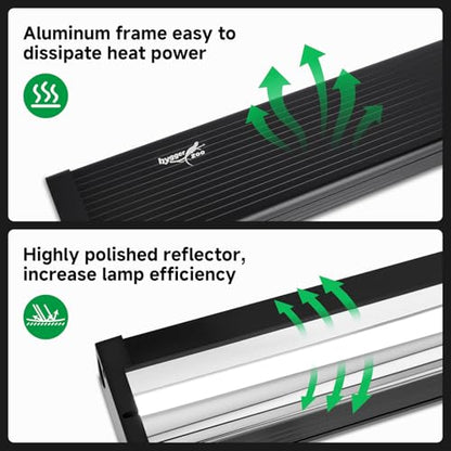 T5 UVB Reptile Light Fixture Upgrade Square HO UVB Bulb Lighting Combo Kit 10.0 UVB Light for Reptiles Terrarium Fluorescent 24W Reptile Light Bar UVA UVB Desert Lamp for Bearded Dragon Turtle Tank - size: 24W 22IN