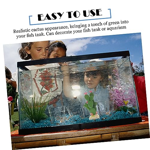 Realistic Artificial Cactus Aquarium Plant Plastic Fish Tank Decor Wear Resistant Simulated Succulent Landscape Ornament for Reptile Terrarium and Underwater Hideout