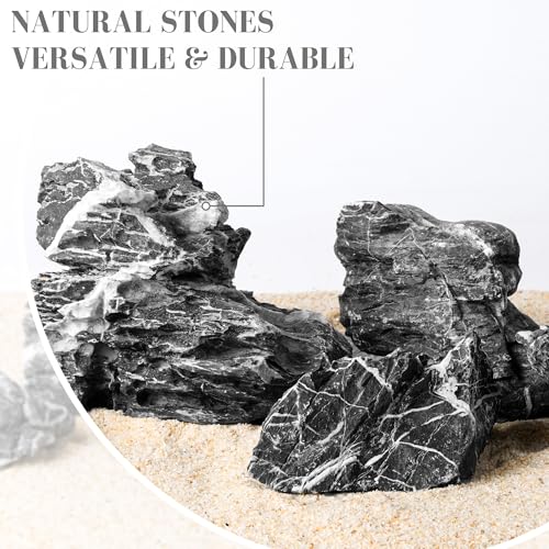 2.2-8.1 Inches Natural Seiryu Stone, 5 PCS Mixed Sizes Aquarium Rocks for Aquascaping, Iwagumi Layouts, Terrariums & Aquarium Décor - size: 2.2-8.1 in