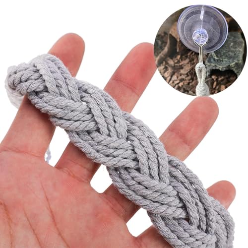 Reptile Vines Toys Hermit – Lightweight Crab Tank Terrarium Accessories, Modern, High-Performance, Climbing Jute Rope, Ladder Lizards Geckos Snakes | Lizards Geckos Snakes - color: Gray