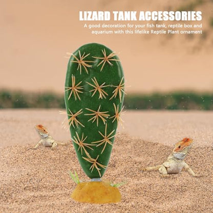 SEWACC Reptile Tank Decor Artificial Cactus Plant Hideout Plastic Resin Safe for Reptile and Amphibian Habitats Fake Terrarium Plant Ornament for Gecko Snake and Lizard Enclosures