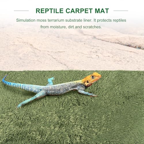 jojofuny 2pcs Moss Reptile Carpet Terrarium Liner Substrate Mat for Lizards Turtles Snakes Bearded Dragons Moisture-Resistant Non-Adhesive Reptile Tank Bedding for Pets
