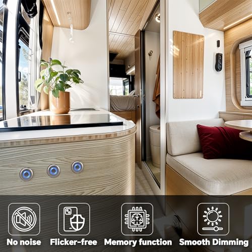 Acegoo 12 Volt Dimmer Switch High-Side PWM Dimming Switch, 7/8" Mounting Hole w/Blue Backlight for RV Boat Truck Camper Van Trailer Light Fixture & LED Strip Lights-DC 12V 6A Full Aluminum (Sliver) - color: 6A-Aluminum-Silver