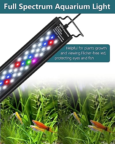 SEAOURA Led Aquarium Light for Plants-Full Spectrum Fish Tank Light with Timer Auto On/Off, 24-30 Inch, Adjustable Brightness, White Blue Red Green Pink LEDs with Extendable Brackets for Freshwater - size: for 24-30 inch tank