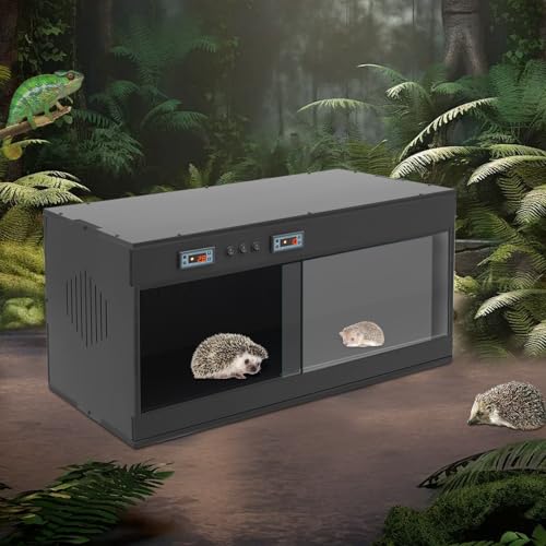 Reptile Tempered, 32x16x16 Reptile Tanks Enclosure with Glass Sliding Door and Intelligent Thermostat, Large Enclosure for Snake/Bearded Dragon (Black) - color: Black