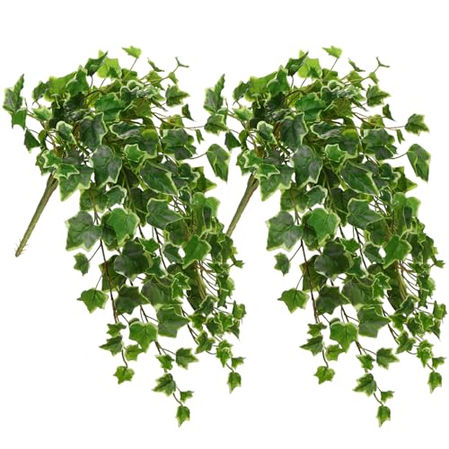 Hollyone 2pcs Artificial Hanging Plants 24" Fake Ivy Vine Faux Ivy Leaves Hanging Plant Greenery for Wall House Room Patio Indoor Outdoor Home Shelf Office Wedding Decor - color: Style 1, size: Small-2 Pack