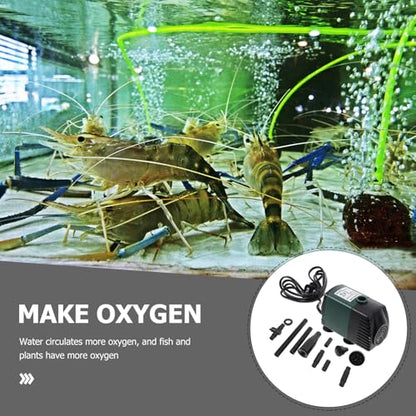 Submersible Water Pump Fountain Kit with 9 Nozzles, Small Quiet Fish Tank Pump for Outdoor Ponds and Hydroponic Systems, US Plug Ac110 Voltage Compatible
