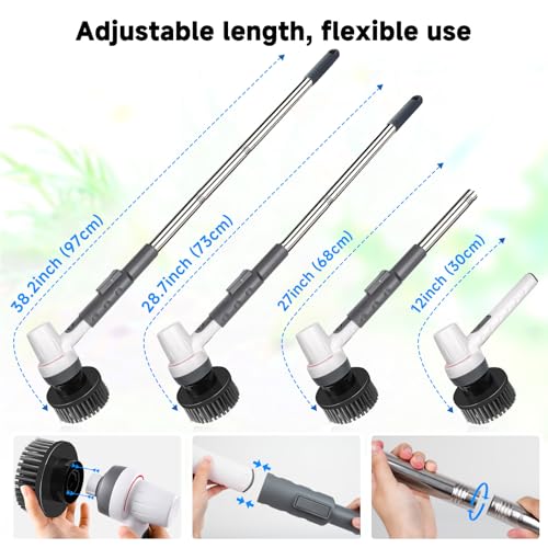 AQQA 8-in-1 Electric Aquarium Cleaning Kit IPX9 Waterproof Cordless Rechargeable Glass Scrubber Handheld Fish Tank Cleaner Powerful Algae Scraper & Cleaning Brush Set (Grey)