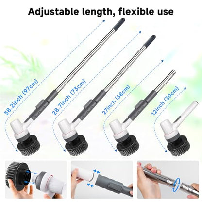 AQQA 8-in-1 Electric Aquarium Cleaning Kit IPX9 Waterproof Cordless Rechargeable Glass Scrubber Handheld Fish Tank Cleaner Powerful Algae Scraper & Cleaning Brush Set (Grey)