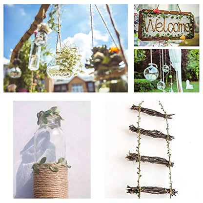 Artificial Vine Natural Hemp Rope Burlap Leaf Ribbon for Jungle Safari Birthday Party Decorations (66FT) - size: 66FT