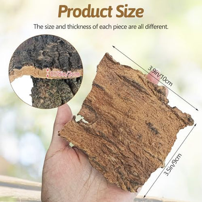 BNOSDM Reptile 16oz Cork Bark Substrate and Wooden Hideout Platform for Lizard, Gecko