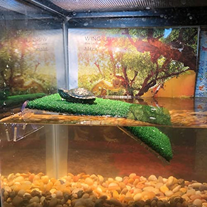 DoubleWood Lawn Turtle Basking Platform Turtle Resting Basking Platform, Simulation Grass Turtle Ramp for Turtle Tank, for Small Reptile Frog Terrapin (Large) - size: Large