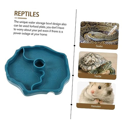 POPETPOP Reptile Water Dispenser-Reptile Waterer Automatic Refilling Water Dispenser Tortoise Lizard Turtle Feeding Water Bowl with Bottle(Blue)