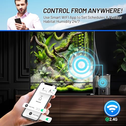 REPTI ZOO Smart WiFi Reptile Fogger with Timing, 4L Reptile Terrariums Humidifier, Fog Machine Mister for Chameleon Frog Turtle Gecko | Misting System Spray Kit for Amphibia, Plants | Linkage Control