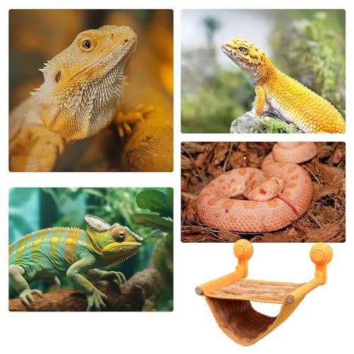 Bearded Dragon Accessories, Plush Hammock with Wooden Frame and Suction Cups for Reptile, Hammock for Gecko, Bearded Dragon, Snake and Other Small Reptiles
