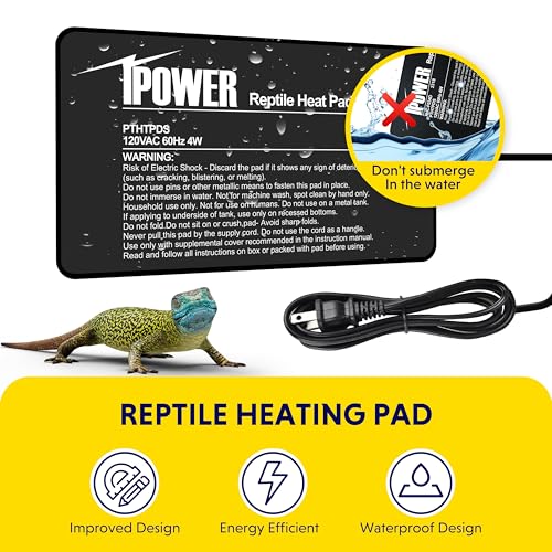 iPower 4x7 Inch Reptile Heating Pad with LCD Digital Aquarium Thermometer, Under Tank Heater Warmer Heat Mat for Turtles, Lizards, Frogs, Snakes - color: Black/Heat Pad + Thermometer, size: 4" x 7"