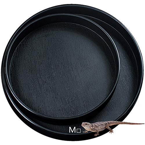 Reptile Water Food Dish Bowl Turtle Feeder Tortoise Feeding Dish Container (M, Black) - color: Black, size: M