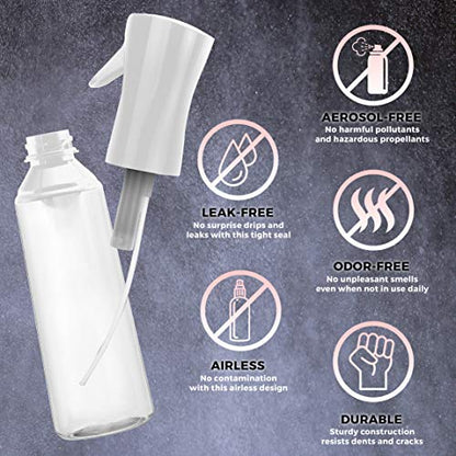 Hair Spray Bottle Continuous Water Mister Spray Empty Ultra Fine for Hair Styling, Pets, Plants, Cleaning, Misting & Skin Care, Salons, for Taming Hair in Morning, Curly Hair, Essential Oil - color: Clear