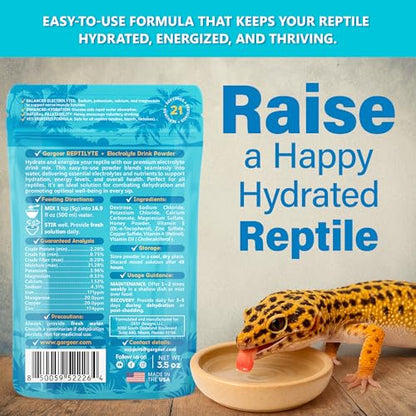 ReptiLyte Premium Electrolyte Drink Supplement for Reptiles | Daily Hydration & Wellness Support | Bearded Dragons, Geckos, Lizards, Tortoises, Snakes | 3.5oz | Made in USA. Enjoy!