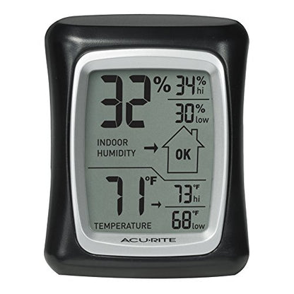 AcuRite Thermometer & Hygrometer with Humidity Gauge, Magnetic Only - color: Black