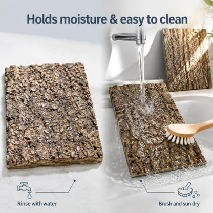 5 Pack Reptile Cork Bark Bulk Reptile 3.93x7.87inch Bark Bedding Natural Flat Cork Wood Pieces Terrarium Substrate Tank Supplies for Bearded Dragon Snake Spiders Hermit Crabs Geckos Tortoise Reptiles