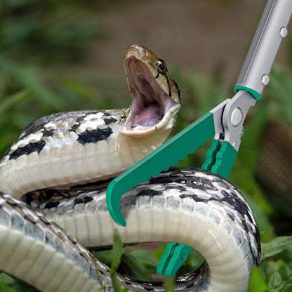 92" Extendable Snake Grabber Reptile Tongs Rattle Snake Catcher Wide Jaw Handling Tool with Lock and Comfortable Grip - size: 92 inch