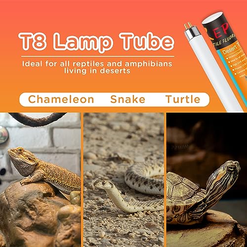 T8 UVB Reptile Light 18W 10.0-2 Pack,UVA UVB Light Bulb for Reptiles,Reptile UVB Lamp Tube for Bearded Dragon - size: 24inch-10.0
