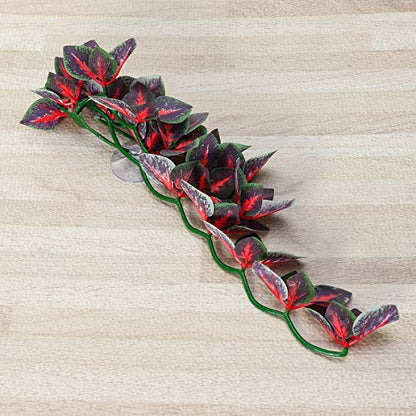 POPETPOP Aquarium Ornament - Reptile Hanging Silk Terrarium Decorations with Suction Cup for Lizards,Geckos,Snake Pets - 12 Inches