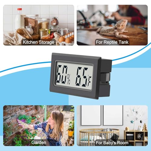 6 Pack Mini Indoor Temperature Humidity Meter Gauge Thermometer Hygrometer LCD Display Fahrenheit (℉) for Humidors Greenhouse Garden Cellar Jars Closet