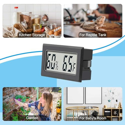 6 Pack Mini Indoor Temperature Humidity Meter Gauge Thermometer Hygrometer LCD Display Fahrenheit (℉) for Humidors Greenhouse Garden Cellar Jars Closet