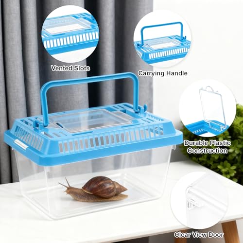 20 Pack Small Plastic Reptile Carrier, Tarantula Enclosure Breeding Box with Handle and Ventilation Lid, for Spider Lizard Turtle Hermit Crab Fish, 5.1 x 3.5 x 3.5 Inch, Multi-Color