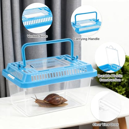 20 Pack Small Plastic Reptile Carrier, Tarantula Enclosure Breeding Box with Handle and Ventilation Lid, for Spider Lizard Turtle Hermit Crab Fish, 5.1 x 3.5 x 3.5 Inch, Multi-Color