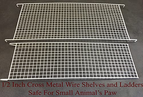 Extra Large Wrought Iron Chew-Proof 4-Levels Narrow Bar Spacing Ferret Chinchilla Squirrel Sugar Glider Rats Mices Rabbit Squirrel Hamster Cage Easy Clean Pull Out Tray with Removable Rolling Stand - color: White Vein, size: 32"L x 19"W x 60"H With 1/2" S