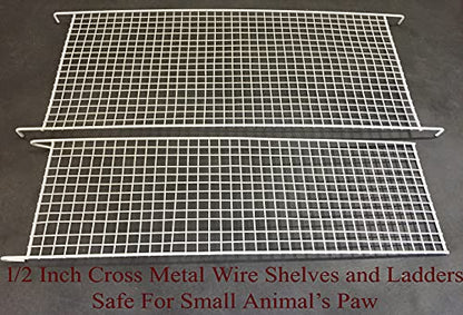 Extra Large Wrought Iron Chew-Proof 4-Levels Narrow Bar Spacing Ferret Chinchilla Squirrel Sugar Glider Rats Mices Rabbit Squirrel Hamster Cage Easy Clean Pull Out Tray with Removable Rolling Stand - color: White Vein, size: 32"L x 19"W x 60"H With 1/2" S