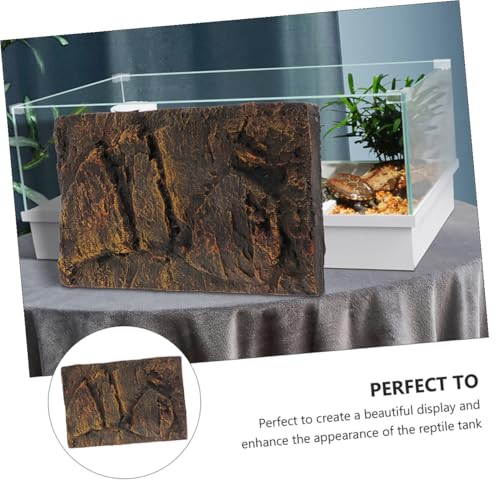 Happyyami Turtle Tank Decorative Panel Realistic 3D Aquarium Background Reptile Tank Accessory Easy to Assemble 2 Pieces