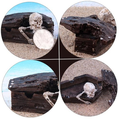 STOBOK 2pcs Resin Coffin Decorations Fish Tank Ornaments Bob Skeleton Aquatic Aquarium Sand Aquarium Coffin Skull for Aquarium Skulls for Aquarium Decorative Resin Skull Coffin
