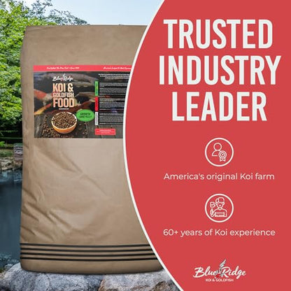 Blue Ridge Koi Fish Food 50lb - Koi Food Large 3/16" Growth Formula, Goldfish Food, Premium Fish Food for Ponds, Ponds Fish Food, Floating Pond Pellets - size: 50 Pound (Pack of 1)