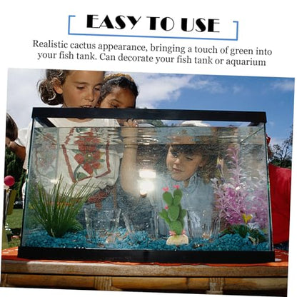 BESPORTBLE Lifelike Artificial Cactus Plant Aquarium Ornament Plastic Succulent Decor for Fish Tank Low Maintenance No Fade Faux Cactus Easy to Clean Reptile Terrarium Decoration Home and