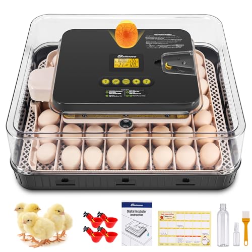 Sailnovo 56 Egg Incubator for Hatching Eggs with Automatic Egg Turning and Auto Humidification, Temperature Control, Egg Candler, Incubator for Chicken Eggs, Gray - color: Gray