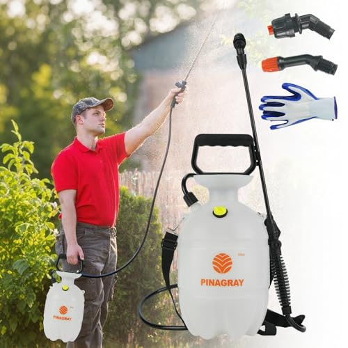 2Gallon/7.56L Pressure Sprayer - Multi-Use Pump Mister for Garden, Lawn & Home with 2 Nozzles, Shoulder Strap & Gloves - Ideal as Weed, Plant & Water Sprayer - color: 2Gallon/7.56L Pressure Sprayer